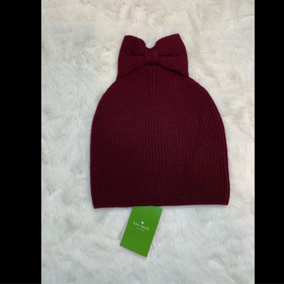 NWT $48 kate spade new york Bow Beanie in Midnight Wine [SZ‎ O/S ] main image 6